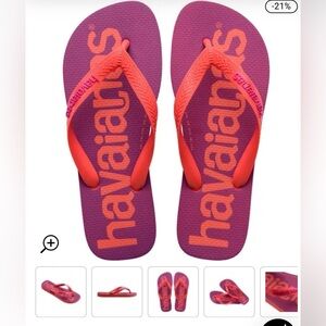 Havaianas Vibrant Purple Flip Flops with Orange Straps